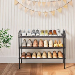 Thehotsale 3-Tier Carbon Steel Shoe Rack 53Cm H In Brown - thumbnail 2