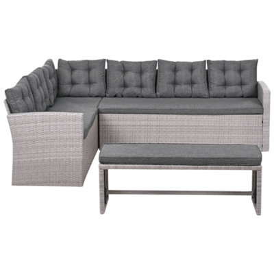 Beliani Garden Corner Sofa 8 Seater Viterbo Pe Rattan Grey - image 1