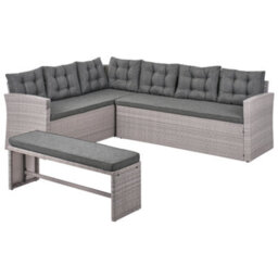 Beliani Garden Corner Sofa 8 Seater Viterbo Pe Rattan Grey - thumbnail 4