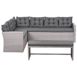 Beliani Garden Corner Sofa 8 Seater Viterbo Pe Rattan Grey - thumbnail 1