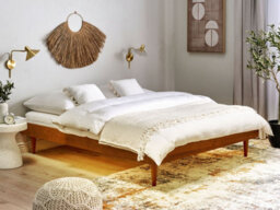 Beliani Bed With Led Toucy 180 X 200 Cm (Eu Super King) Brown Ash Wood - thumbnail 2