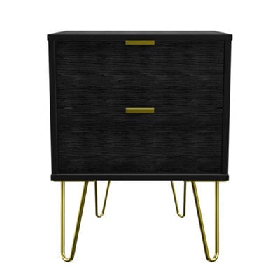 Fuji 2 Drawer Bedside Cabinet In Black Matt (Ready Assembled)