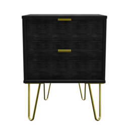 Fuji 2 Drawer Bedside Cabinet In Black Matt (Ready Assembled)