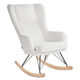 Wyld and Coco Luoma Off-White Boucle Rocking Chair With Black Metal Legs And High Back - thumbnail 5