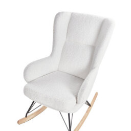 Wyld and Coco Luoma Off-White Boucle Rocking Chair With Black Metal Legs And High Back - thumbnail 6