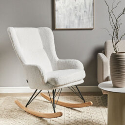 Wyld and Coco Luoma Off-White Boucle Rocking Chair With Black Metal Legs And High Back - thumbnail 2