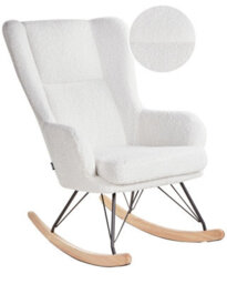 Wyld and Coco Luoma Off-White Boucle Rocking Chair With Black Metal Legs And High Back - thumbnail 3