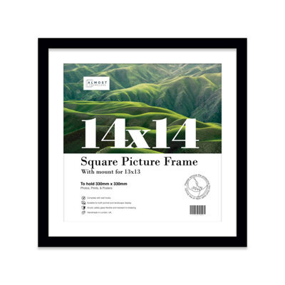 "14X14"" Black Picture Frame - 14X14"" Square Frame With 13X13"" Mount For 14X14""/13X13"" Pictures Art Deco Style Room Decor, 1 Pack" - image 1
