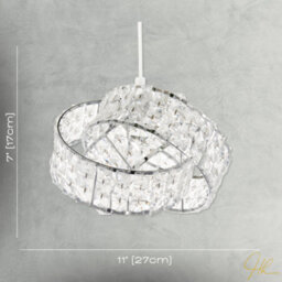 Happy Homewares Designer Chrome Plated Triple Ring Pendant Shade With Square Beads - thumbnail 7