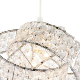 Happy Homewares Designer Chrome Plated Triple Ring Pendant Shade With Square Beads - thumbnail 4