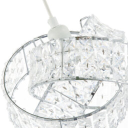 Happy Homewares Designer Chrome Plated Triple Ring Pendant Shade With Square Beads - thumbnail 5