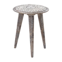 Beliani Set Of 2 Side Tables Barju Mango Wood White - thumbnail 5