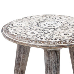 Beliani Set Of 2 Side Tables Barju Mango Wood White - thumbnail 6