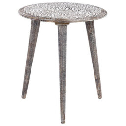 Beliani Set Of 2 Side Tables Barju Mango Wood White - thumbnail 4