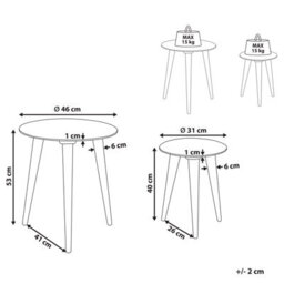 Beliani Set Of 2 Side Tables Barju Mango Wood White - thumbnail 3