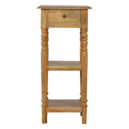 Artisan Furniture Solid Wood Turned Leg Telephone Table, 1-Drawer, 2 Open-Slots, Light Brown - thumbnail 2