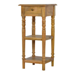 Artisan Furniture Solid Wood Turned Leg Telephone Table, 1-Drawer, 2 Open-Slots, Light Brown - thumbnail 4