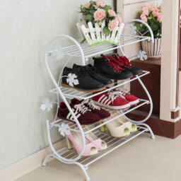 Living And Home 4 Tier White Shoe Rack Metal Shoe Shelves For Hallway Living Room Closet 700mm(H) - thumbnail 3