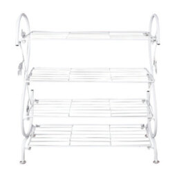 Living And Home 4 Tier White Shoe Rack Metal Shoe Shelves For Hallway Living Room Closet 700mm(H) - thumbnail 5