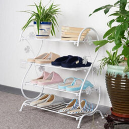 Living And Home 4 Tier White Shoe Rack Metal Shoe Shelves For Hallway Living Room Closet 700mm(H) - thumbnail 2