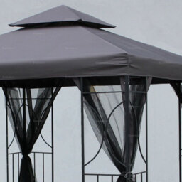 Hipped Roof Metal Gazebo With Showerproof Sunshade Canopy And Side Screens, 2.5X2.5M, Grey - thumbnail 2