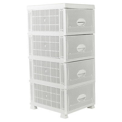 Urbn-Living Urbnliving 87.5Cm Height 4 Tier Shelf Plastic Storage Drawers Home Office Organiser Large Tower Rack Unit, White - image 1
