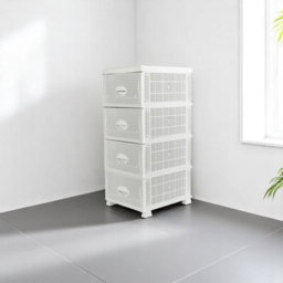 Urbn-Living Urbnliving 87.5Cm Height 4 Tier Shelf Plastic Storage Drawers Home Office Organiser Large Tower Rack Unit, White - thumbnail 8