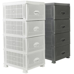 Urbn-Living Urbnliving 87.5Cm Height 4 Tier Shelf Plastic Storage Drawers Home Office Organiser Large Tower Rack Unit, White - thumbnail 9