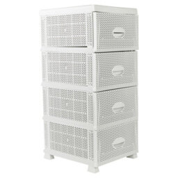 Urbn-Living Urbnliving 87.5Cm Height 4 Tier Shelf Plastic Storage Drawers Home Office Organiser Large Tower Rack Unit, White - thumbnail 3