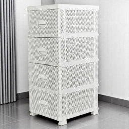 Urbn-Living Urbnliving 87.5Cm Height 4 Tier Shelf Plastic Storage Drawers Home Office Organiser Large Tower Rack Unit, White - thumbnail 7