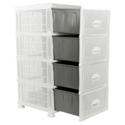 Urbn-Living Urbnliving 87.5Cm Height 4 Tier Shelf Plastic Storage Drawers Home Office Organiser Large Tower Rack Unit, White - thumbnail 2