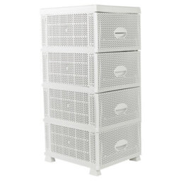 Urbn-Living Urbnliving 87.5Cm Height 4 Tier Shelf Plastic Storage Drawers Home Office Organiser Large Tower Rack Unit, White