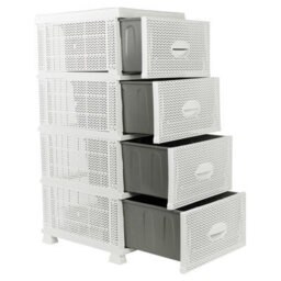 Urbn-Living Urbnliving 87.5Cm Height 4 Tier Shelf Plastic Storage Drawers Home Office Organiser Large Tower Rack Unit, White - thumbnail 4