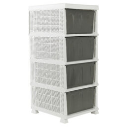 Urbn-Living Urbnliving 87.5Cm Height 4 Tier Shelf Plastic Storage Drawers Home Office Organiser Large Tower Rack Unit, White - thumbnail 6