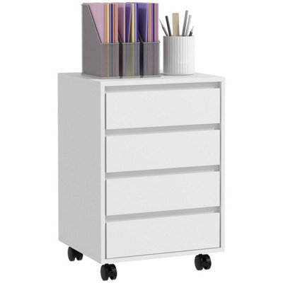 White Mobile Filing Cabinet, 4 Drawer Storage Filing Cabinet Home Office - image 1
