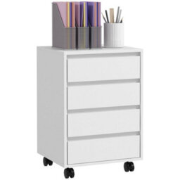 White Mobile Filing Cabinet, 4 Drawer Storage Filing Cabinet Home Office - thumbnail 1