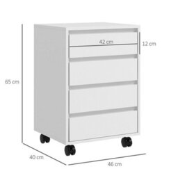 White Mobile Filing Cabinet, 4 Drawer Storage Filing Cabinet Home Office - thumbnail 2