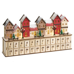 Beliani Christmas Decoration Led Visterflo 24 Cm Advent Calendar Light Brown