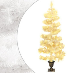Berkfield Swirl Christmas Tree With Pot And Leds White 120 Cm Pvc