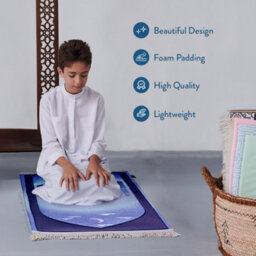 My Salah Mat Prayer Rug - Thick Large Padded Sajadah For Toddlers And Kids By Urban Rugs Uk Soft Islamic Mat - Blue - thumbnail 5