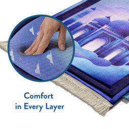 My Salah Mat Prayer Rug - Thick Large Padded Sajadah For Toddlers And Kids By Urban Rugs Uk Soft Islamic Mat - Blue - thumbnail 7