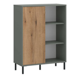 Wyld Haus Spentrup Sideboard - Green Olive Body With Natural Oak Sliding Door, 1 Door - thumbnail 2