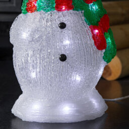 Samuel Alexander 30Cm Light Up Acrylic Christmas Snowman In Red And Green Scarf With White Leds - thumbnail 8