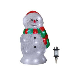 Samuel Alexander 30Cm Light Up Acrylic Christmas Snowman In Red And Green Scarf With White Leds - thumbnail 9