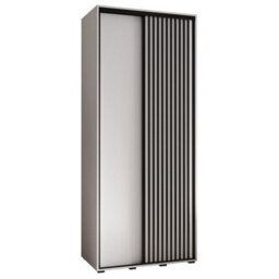 Arte Stylish Sapporo Sliding Door Wardrobe With Shelves And Hanging Rails - White Matt (H)2050mm (W)1000mm (D)600mm - thumbnail 2