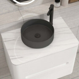 Royal Bathrooms Venice 700mm Gloss White Wall Mounted Bathroom Countertop Vanity Unit 2 Drawer With Art Round Basin - thumbnail 6