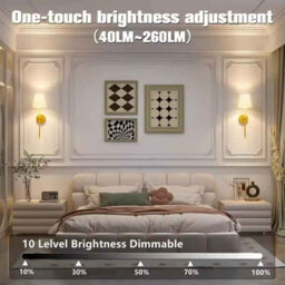 2-Pack Wireless Rechargeable Wall Lamps  Dimmable, Detachable Bulbs, 10 Colors, Gold - thumbnail 2