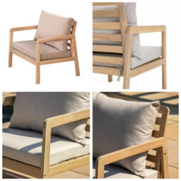 Impact Furniture Garden Sofa Set 4 Seater Lounge Sofa Chairs Table Acacia Wood Premium Outdoor Furniture With Beige Taupe Cushions - thumbnail 7
