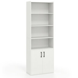 Costway 178 Cm Bookcase W/ 2-Door Cabinet 6-Tier Modern Storage Cabinet-White - thumbnail 9