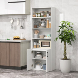 Costway 178 Cm Bookcase W/ 2-Door Cabinet 6-Tier Modern Storage Cabinet-White - thumbnail 3